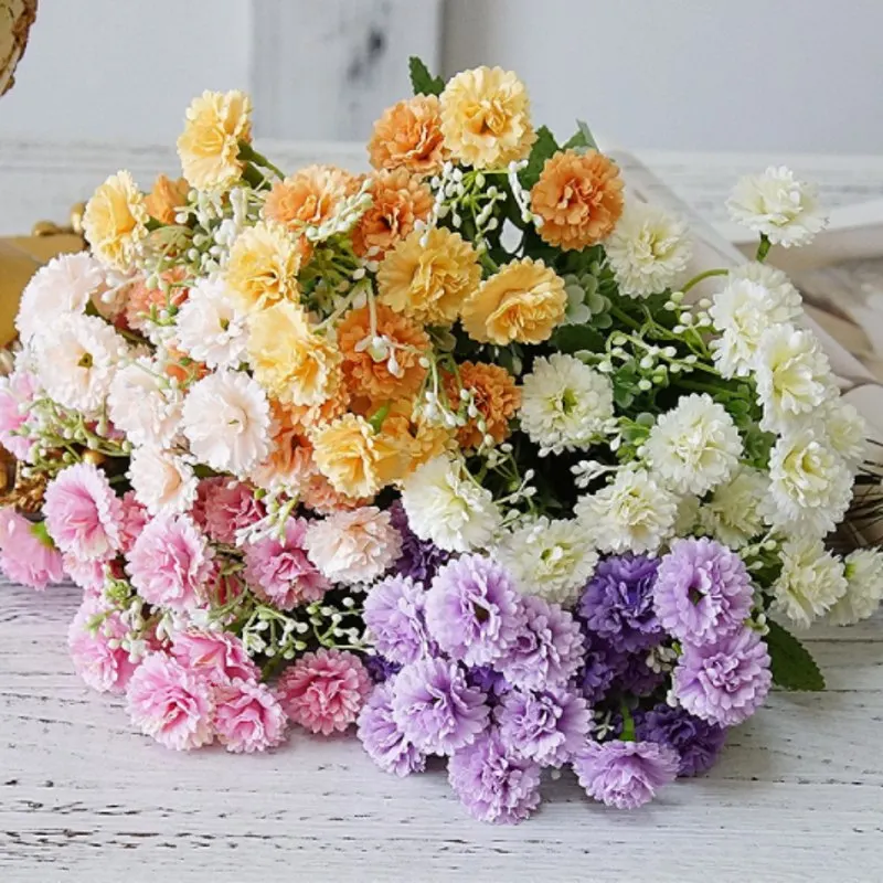 20 голов, искусственные лиловые цветы, настоящие на ощупь, искусственные цветы из шелка, свадебный букет для дома, украшения сада, венок