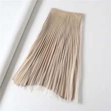 Ограниченная по времени горячая Распродажа Lanon None Faldas Saia Тюлевая юбка средней длины стиль преппи, Одноцветный плиссированный до щиколотки с завышенной талией Осень