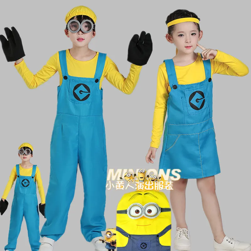 

2018 Movie Minion Onesie Children Cosplay Halloween Parenting Costume Child Male Female Minion Cosplay Costume Dress Glasses