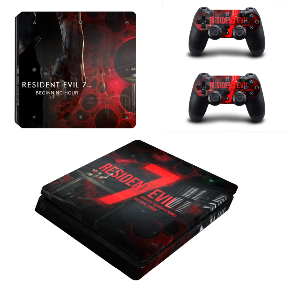 Resident Evil Biohazard PS4 тонкий кожи Стикеры наклейка для PlayStation4 Slim консоли и 2 контроллера PS4 тонкий наклеиваемые скины винил