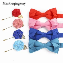 Mantieqingway официальная Мужская брошь-Бант Набор для мужских костюмов сплошной цвет галстук-бабочка из полиэстера нагрудные булавки для свадьбы галстук