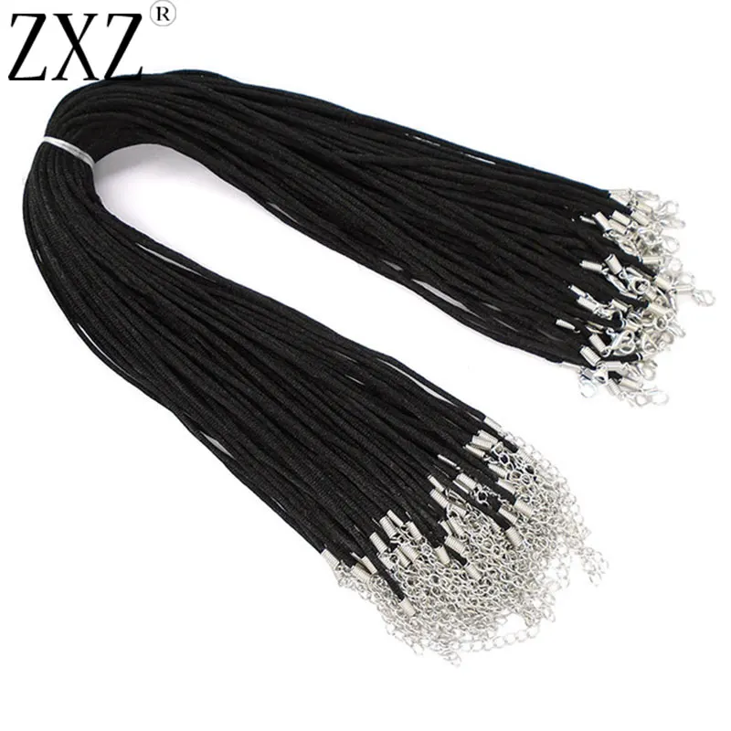Wholesale Lot 50pcs Black 2mm Round Satin Silk Cord Necklace with