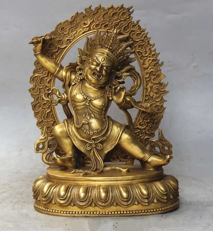 

9.8 inch Rare Tibet Tibetan bronze Buddhist Vajrapani Chana Dorje buddha statue