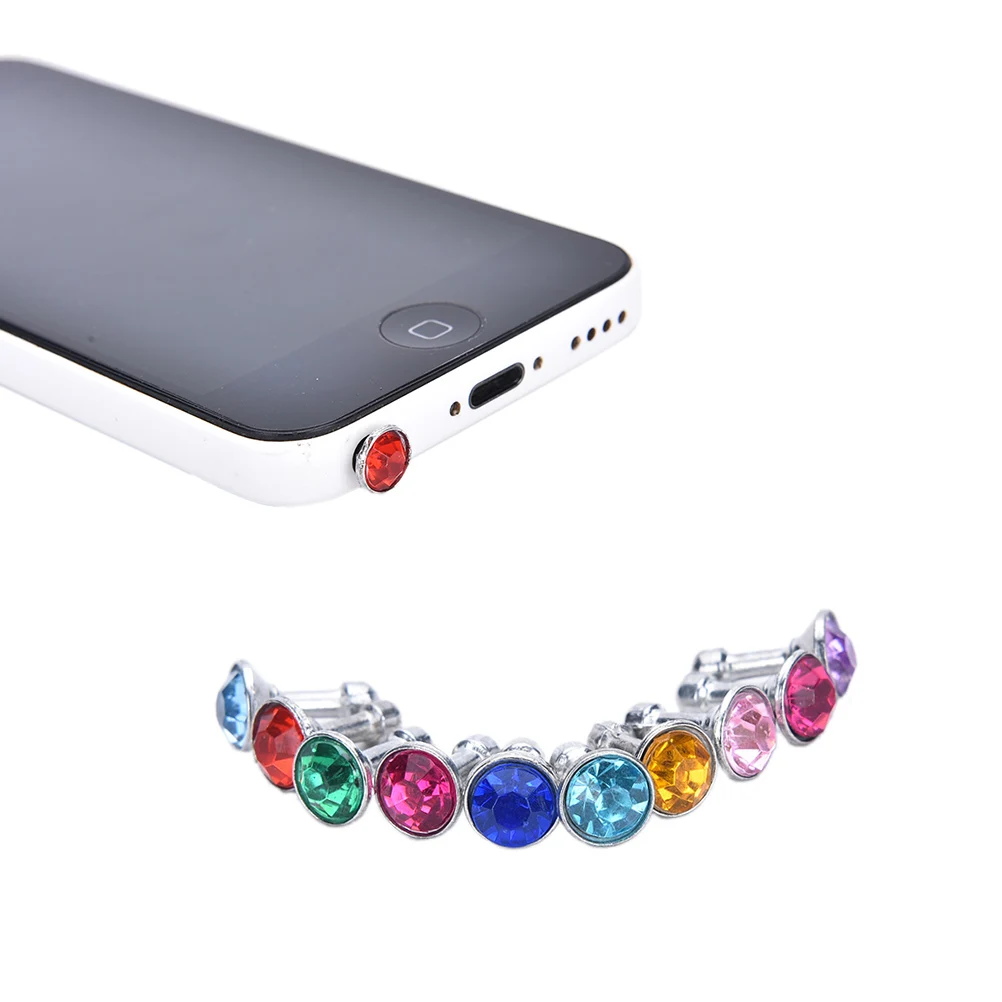 10 шт./лот бриллиант затычка от пыли для Samsung Galaxy S6 для iPhone 6 plus 5S 4S 5 6 Пылезащитная заглушка для 3,5 мм разъем для наушников для телефона аксессуары