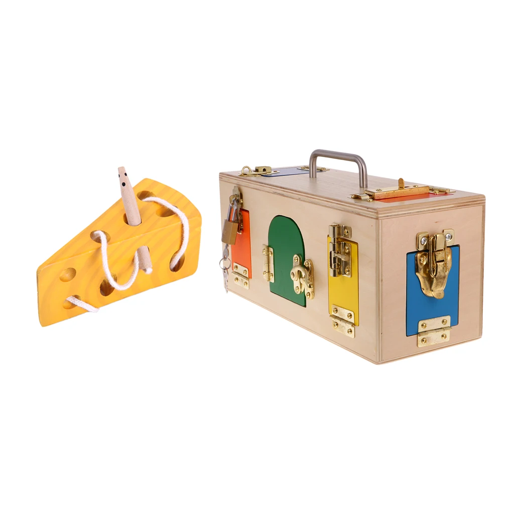 Материалы montessori деревянная обучающая игрушка для детей мальчиков и девочек-блокировки коробки и сыр лабиринт