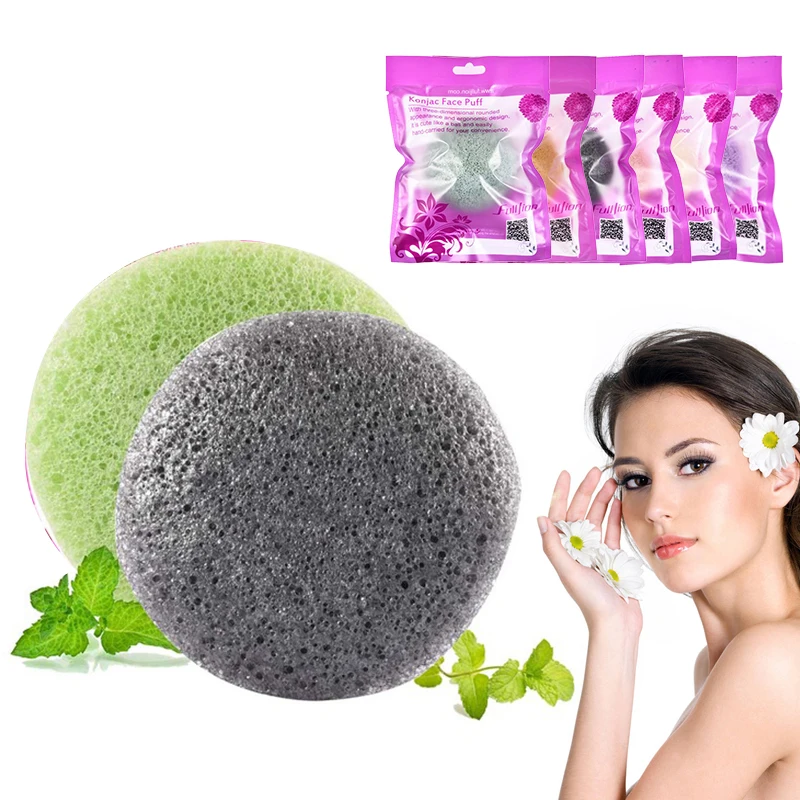 Новинка, 1 шт., круглая губка Konjac, косметическая губка для чистки лица, натуральный спонж Конняку, средство для очищения лица, смывка