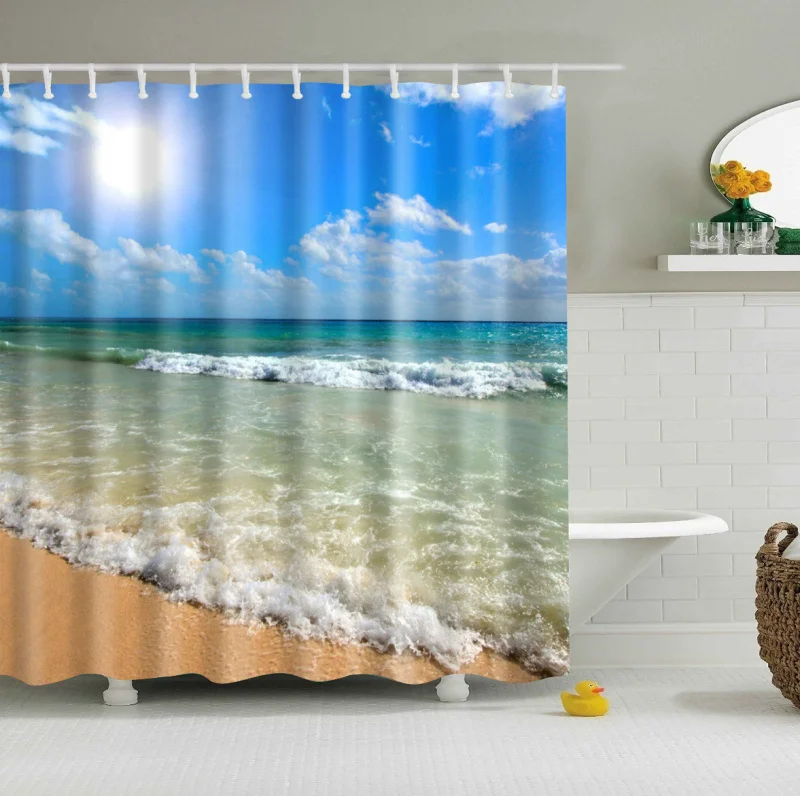 Пейзаж морской закат занавеска для пляжного душа Одиночная печать водонепроницаемый Mildewproof для декора ванной комнаты large180x200 Cortina de bano - Цвет: TZ160758