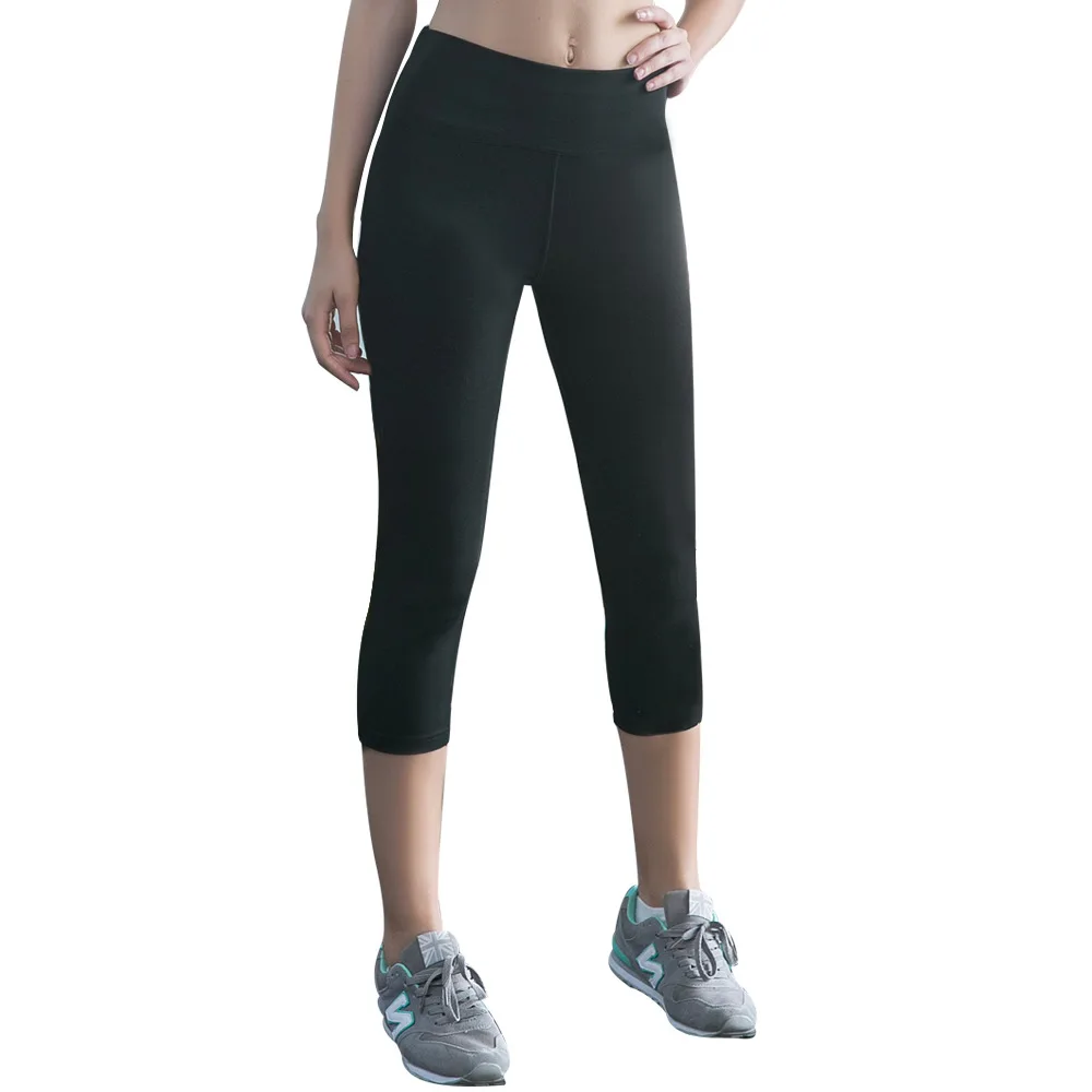 

2019 Spring Summer New Arrival Knee Length Leggings Women Plus Size S-3XL Quick Drying Black/Grey Push Up Leggins Mujer