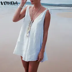 VONDA женские комбинезон 2019 Летние Комбинезоны Сексуальная V шеи широкий Комбинезон пляжный костюм комбинезон большого размера 5XL