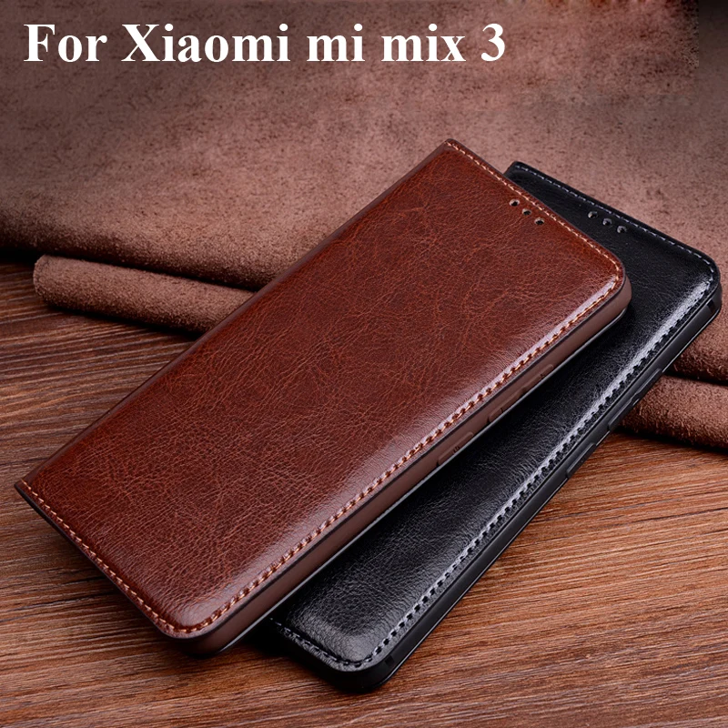 Чехол-книжка из натуральной кожи для Xiaomi mi Mix3 Mix 3 чехол-накладка на заднюю панель
