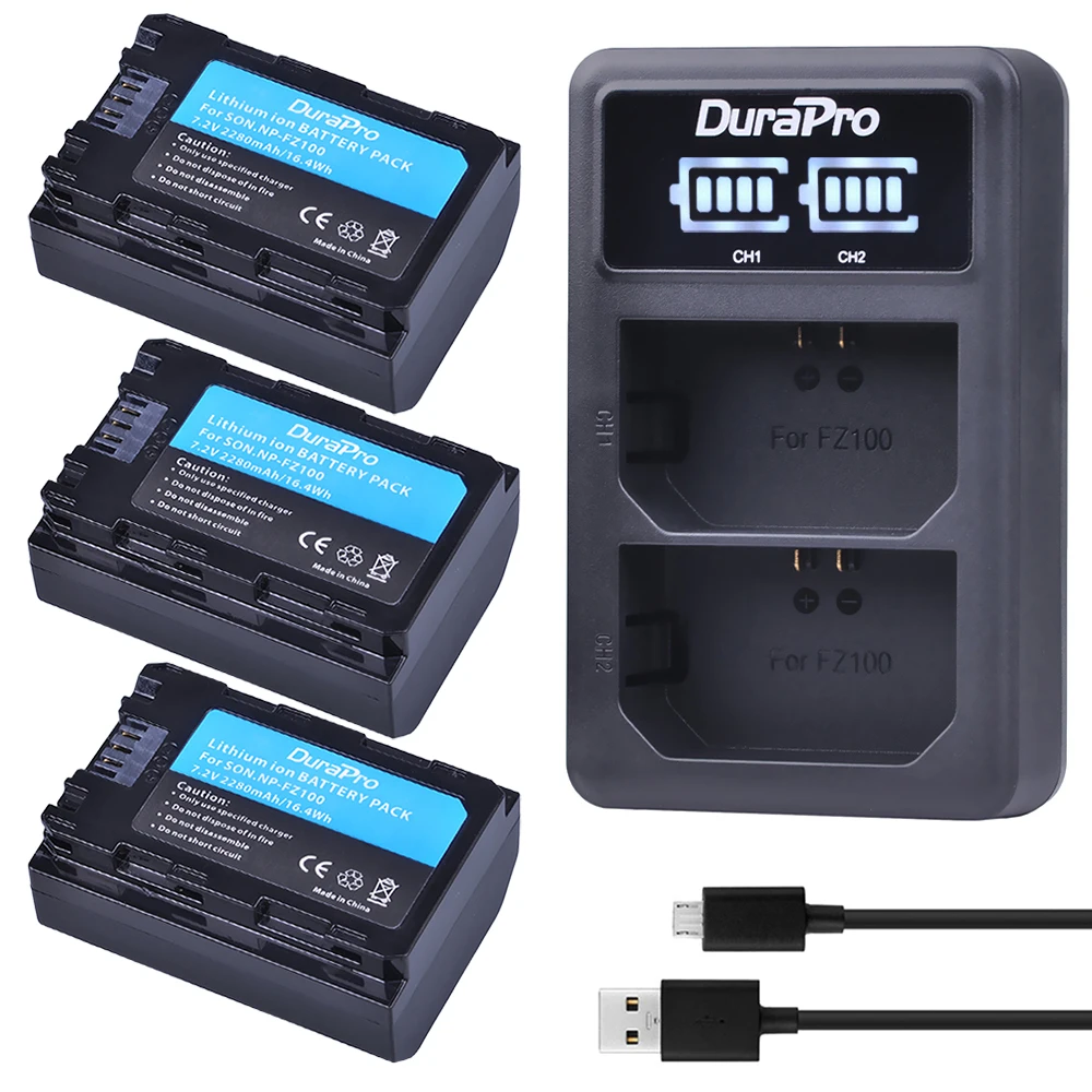 

3X NP-FZ100 NPFZ100 camera battery + LED Dual USB charger for Sony A7R III A7 III BC-QZ1 A9/A9R Alpha9 Alpha9R Alpha 9S A7RM3