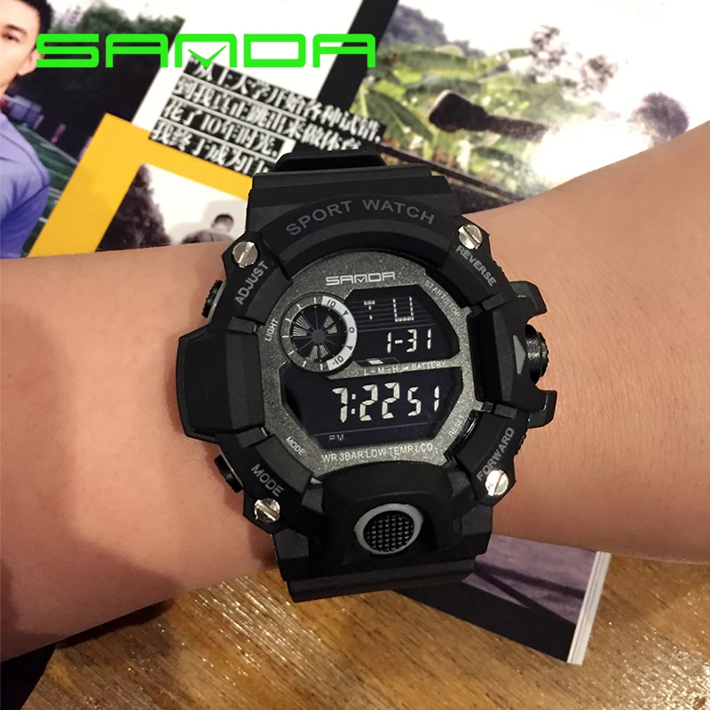Роскошные Брендовые мужские спортивные часы с секундомером, водонепроницаемые цифровые наручные часы, модные мужские военные часы с будильником, Reloj Hombre