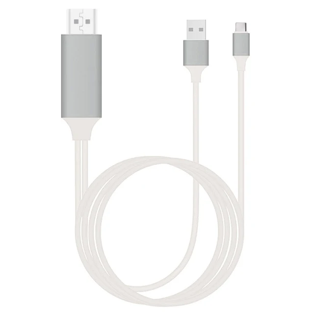 2 м тип C HDMI кабель телефон подключение к ТВ адаптер HD ТВ экран поделиться Ссылка для MacBook Dell ASUS samsung S8 S9+ S10+ huawei P20 P30 - Цвет: Grey White