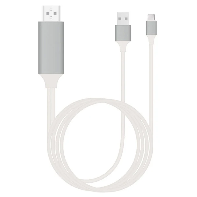 Grey White 2 м тип C HDMI кабель телефон подключение к ТВ адаптер HD ТВ экран поделиться Ссылка для MacBook Dell ASUS samsung S8 S9+ S10+ huawei P20 P30 - Цвет: Grey White
