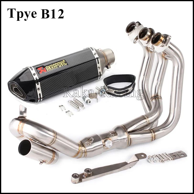 MT-09 moto rcycle Akrapovic глушитель выхлопной системы полностью без застежки Передняя Модифицированная труба Escape moto для Yamaha MT09 FZ09 - Цвет: Type B12