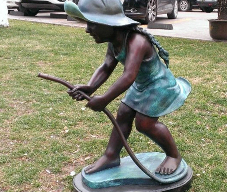 Art Deco Sculpture Girl With Water Pipe Bronze Statuein Statues