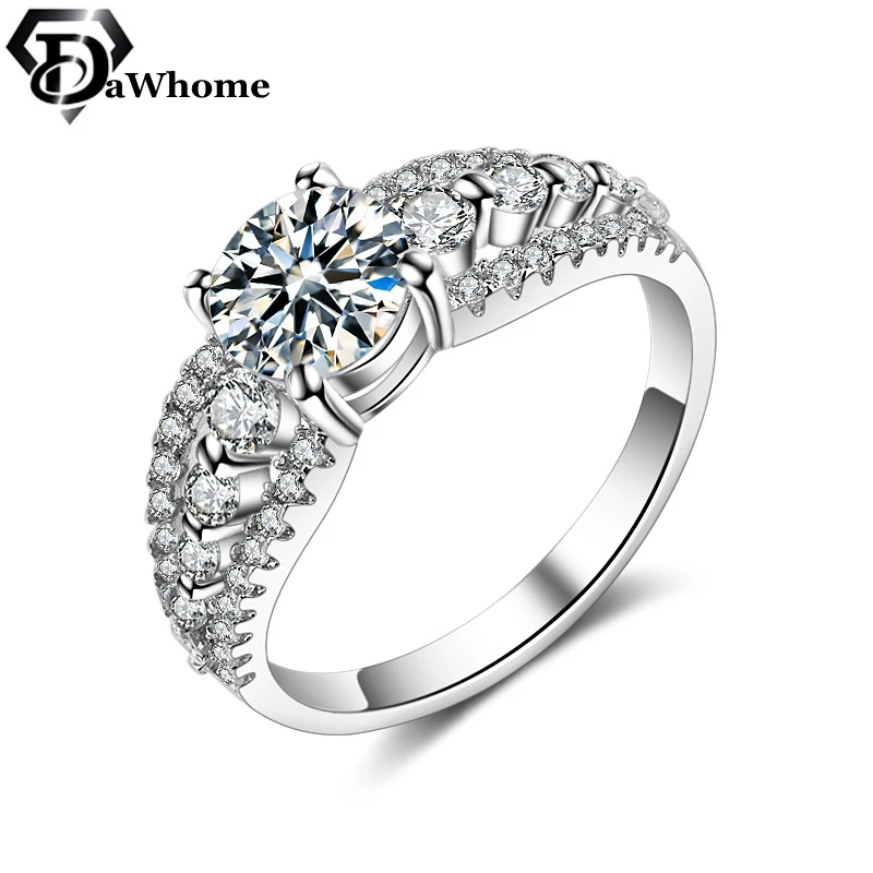 Женский Кубический Цирконий 925 Серебряное кольцо Diy Круглый Кристалл объемный