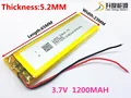 Free shipping 3 7V lithium polymer battery 052535 502535 MP4 MP5 DIY gifts toys 1200MAH
