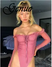 2019 new Ruched Lace Up Pink Mesh Sexy Bodysuit Women Off Shoulder Long Sleeve Body Suit Top Bodycon Jumpsuit Spring 2019 new Ruched Lace Up Pink Mesh Sexy Bodysuit Women Off Shoulder Long Sleeve Body Suit Top Bodycon Jumpsuit Spring