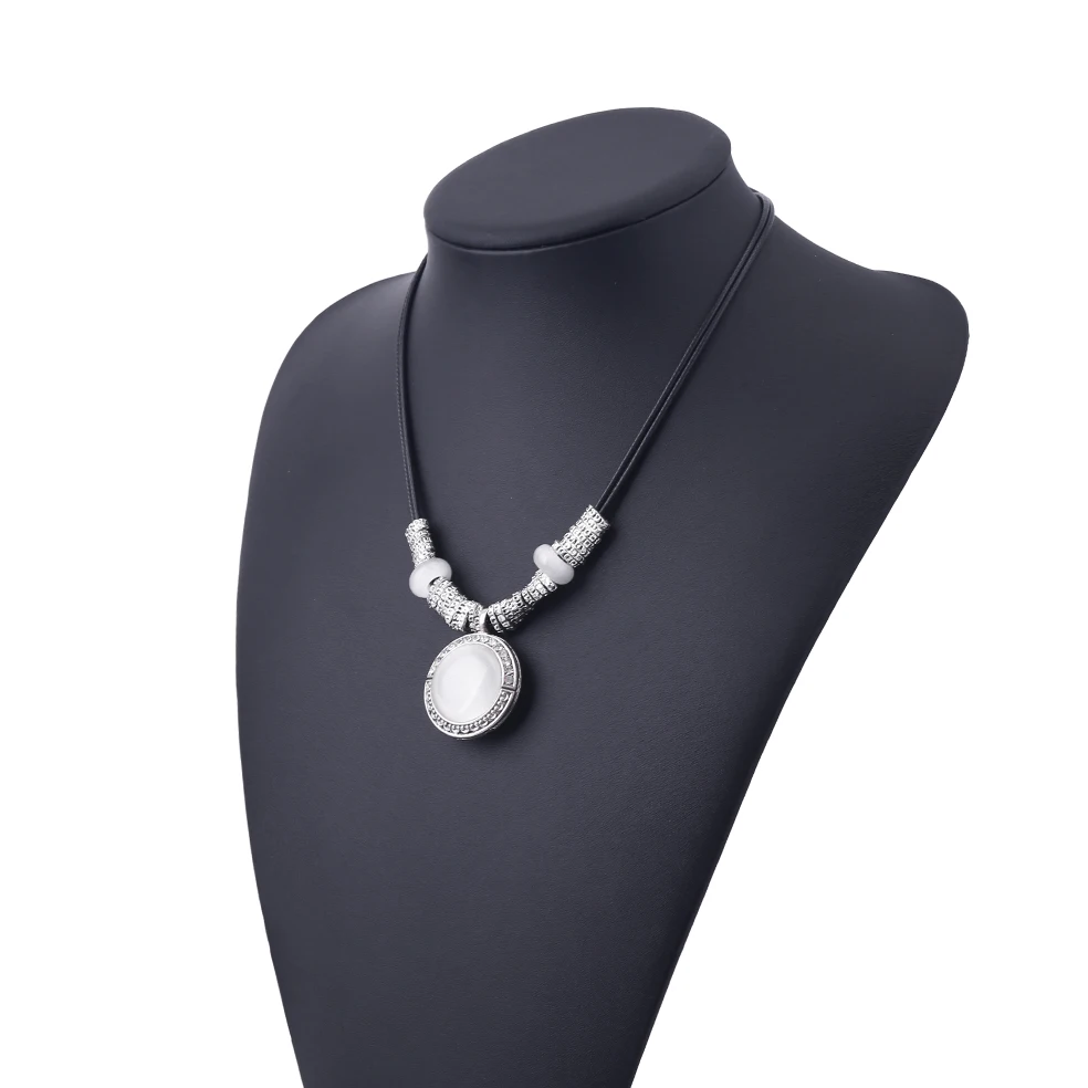 Подвески CiNily White Fire Opal и кожаные ожерелья роскошные большие Винтажные Украшения в