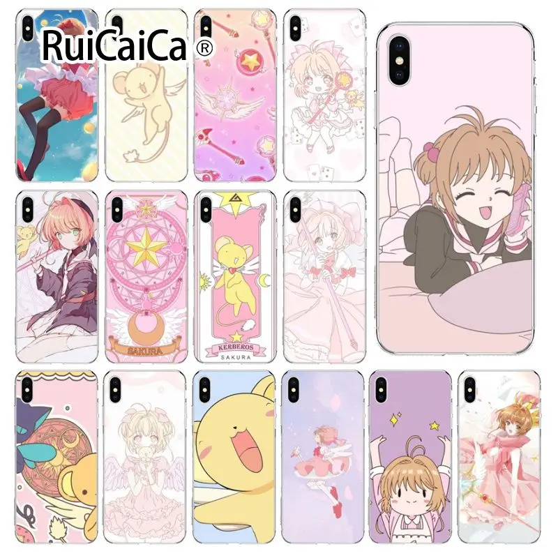 Силиконовый прозрачный чехол для телефона Ruicaica Magic Card Girl Sakura Apple iPhone 8 7 6 6S Plus X XS MAX 5