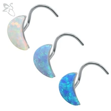 Anneau de Nez en forme de lune Piercing en acier chirurgical Nez Cartilage pierres d'opale naturelle mélange de couleur Nez clous percements Nariz bijoux de corps