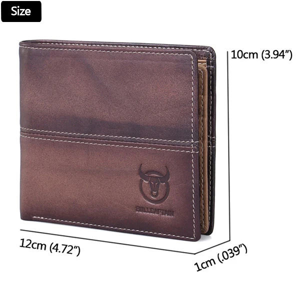 Bullcaptain<ALIMT >&reg;</ALIMT> Men Minimalist Wallet Bifold Genuine Leather Durable Wallet High Capacity Card Holder