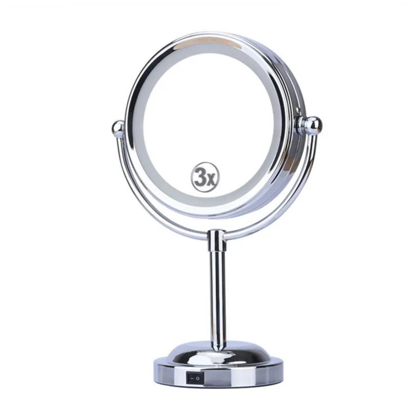 6 Inch 3x Magnification Cosmetic Makeup Mirror Round Shape 2Sided 360
