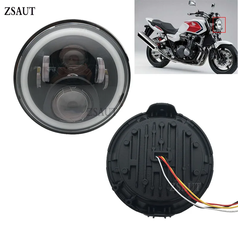 7 &quotкруглая светодиодная фара с цветным ДХО для Honda CB 400 500 1300 Hornet 250 600 900 VTR X4.