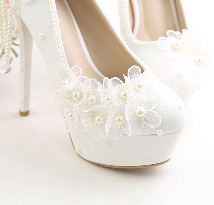New Arrival Lace Wedding Women Shoes Fashion Sweet White Flowers PumpsPlatform Hig h Heels Pearls Wedding Shoes Bride Dress Shoe New Arrival Lace Wedding Women Shoes Fashion Sweet White Flowers PumpsPlatform Hig h Heels Pearls Wedding Shoes Bride Dress Shoe
