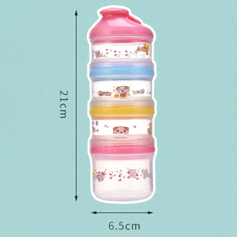 4 слоя мультфильм портативный детское молоко порошок Еда Коробка для хранения Контейнер для новорожденных детей Кормление прибор случайный цвет