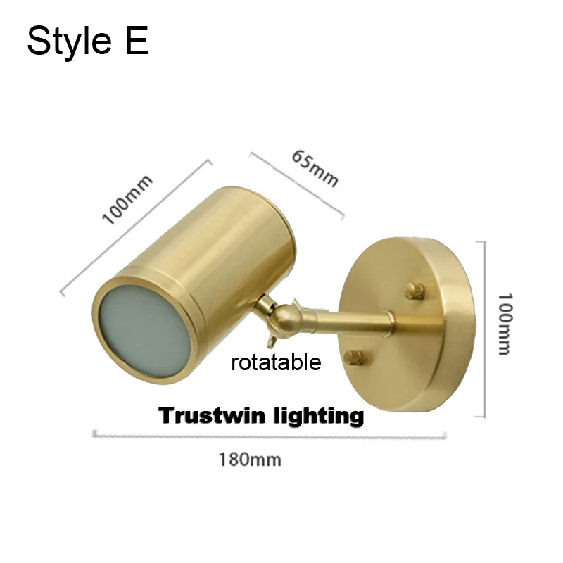 Минималистичный медный латунный настенный светильник светодиодный прикроватный Туалет Ванная комната для чтения настенный светильник светодиодный бра Современный простой золотой настенный светильник