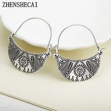 Хит, Ретро стиль, античные серебряные геометрические серьги, полые серьги, винтажные Brincos, брендовые серьги-кольца для женщин, подарки e0484
