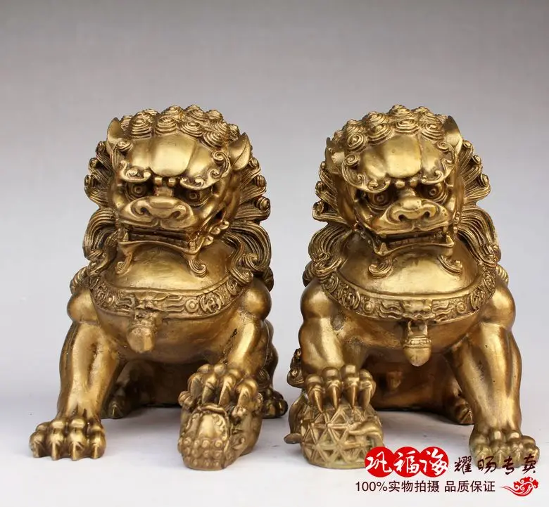

Copper lion decoration brass bottomless town house home lion a pair of