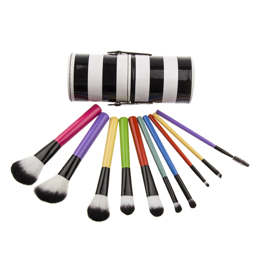 BBL 10pcs Rainbow Professional Makeup Brushes Set with Holder Foundation Eyeshadow Eyebrow Brush Kit Cosmetics Pincel Maquiagem | Красота и