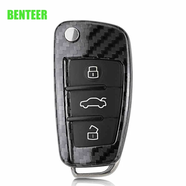 Real carbon fiber RS SLINE car key sticker smart key cover remote car