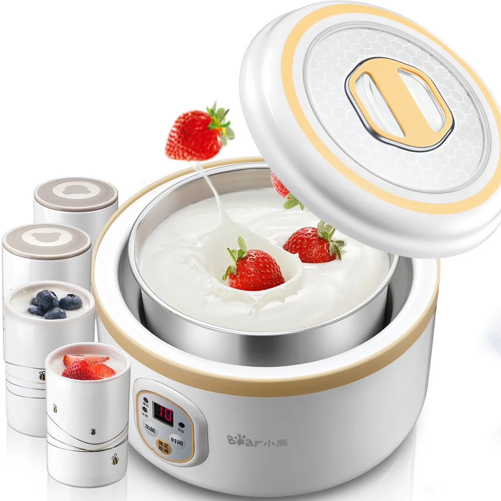 Household Fully Automatic Yogurt Machine with Porcelain Cup Stainless Steel Liner Rice Wine