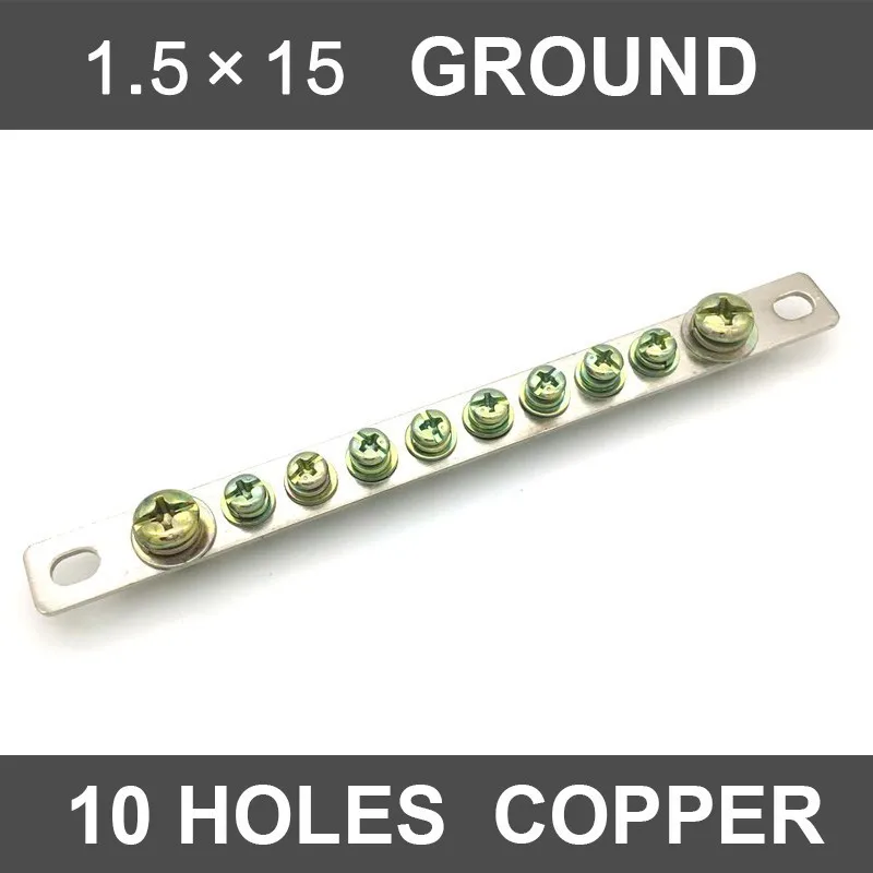 

10 Hole Zero Line Row 1.5*15 Distribution Box Connection Terminal Block Ground Copper Strip