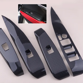 

beler 4pcs ABS Carbon Fiber Style Car Styling Door Window Lift Switch Button Cover Trim Panel Fit For Toyota Camry 2018