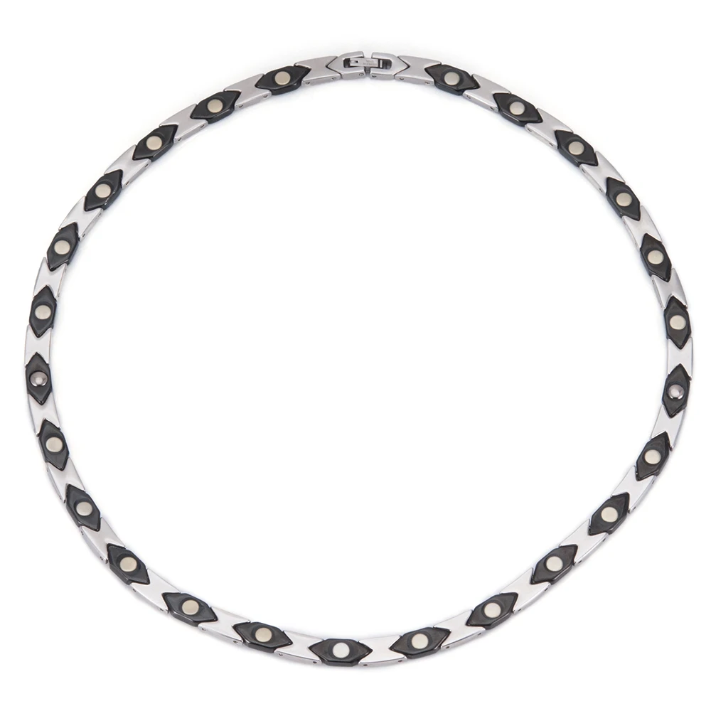 Wollet Jewelry нержавеющая сталь черная керамика цепочки и ожерелья для мужчин женщин Серебряный цветной магнит германий 2 в 1 Здоровье