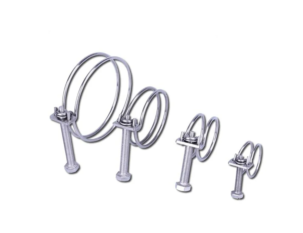 

Factory wholesale custom Heavy Duty 304 Stainless Steel adjustable types of ring double wire spring hose clamp