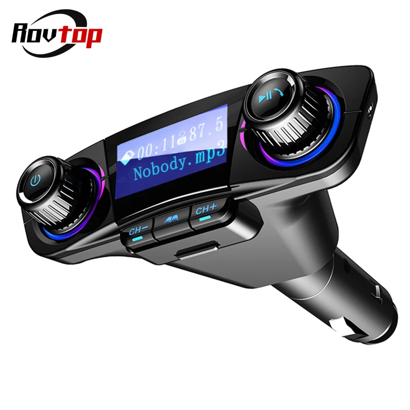 

Rovtop Wireless Bluetooth 4.0 FM Transmitter Modulator Handsfree Car Kit 5V 2.1A USB Charger LCD Display Car Audio MP3 Player Z2
