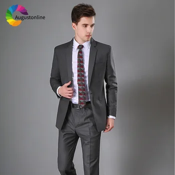 Cena Szary Biznes Mężczyźni Garnitury ślubne 2019 Slim Fit Pana Młodego Kostium Suknia Wieczorowa Formalne Smokingu Najlepszy Męski Blezer Traje Hombre Kurtka + Spodnie