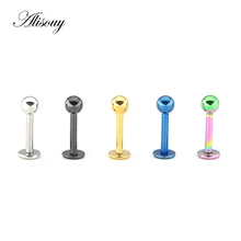 Alisouy 1pc 16g 20g comprimento 6mm aço inoxidável ouro bola lábio anel labret helix tragus orelha piercing corpo jóias
