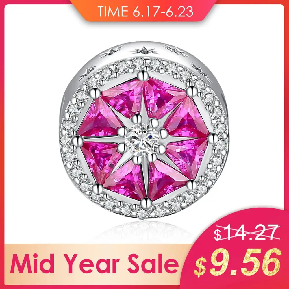 

JewelryPalace Summer Love Grapefruit Slice 2.1ct Created Pink Sapphire 0.1ct Cubic Zirconia 925 Sterling Silver Charm Beads