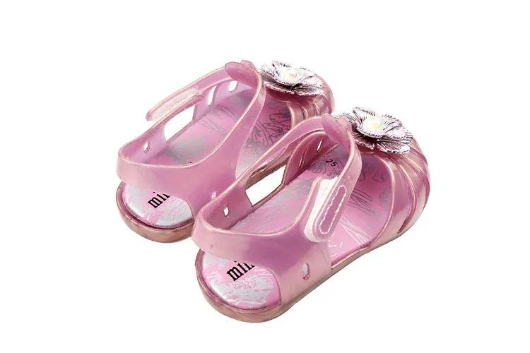 Летняя обувь для девочек; сандалии для девочек; прозрачная обувь с большим цветком; детская летняя пляжная прозрачная обувь; Infantil Sandalia; От 1 до 5 лет; размеры 24-29