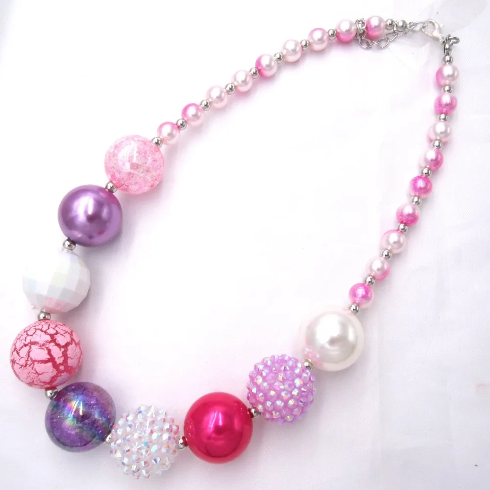 Новое поступление, детское массивное ожерелье с бусинами, разноцветное жемчужное ожерелье для маленьких девочек, украшение ручной работы для детей, игрушка в подарок, 1 шт