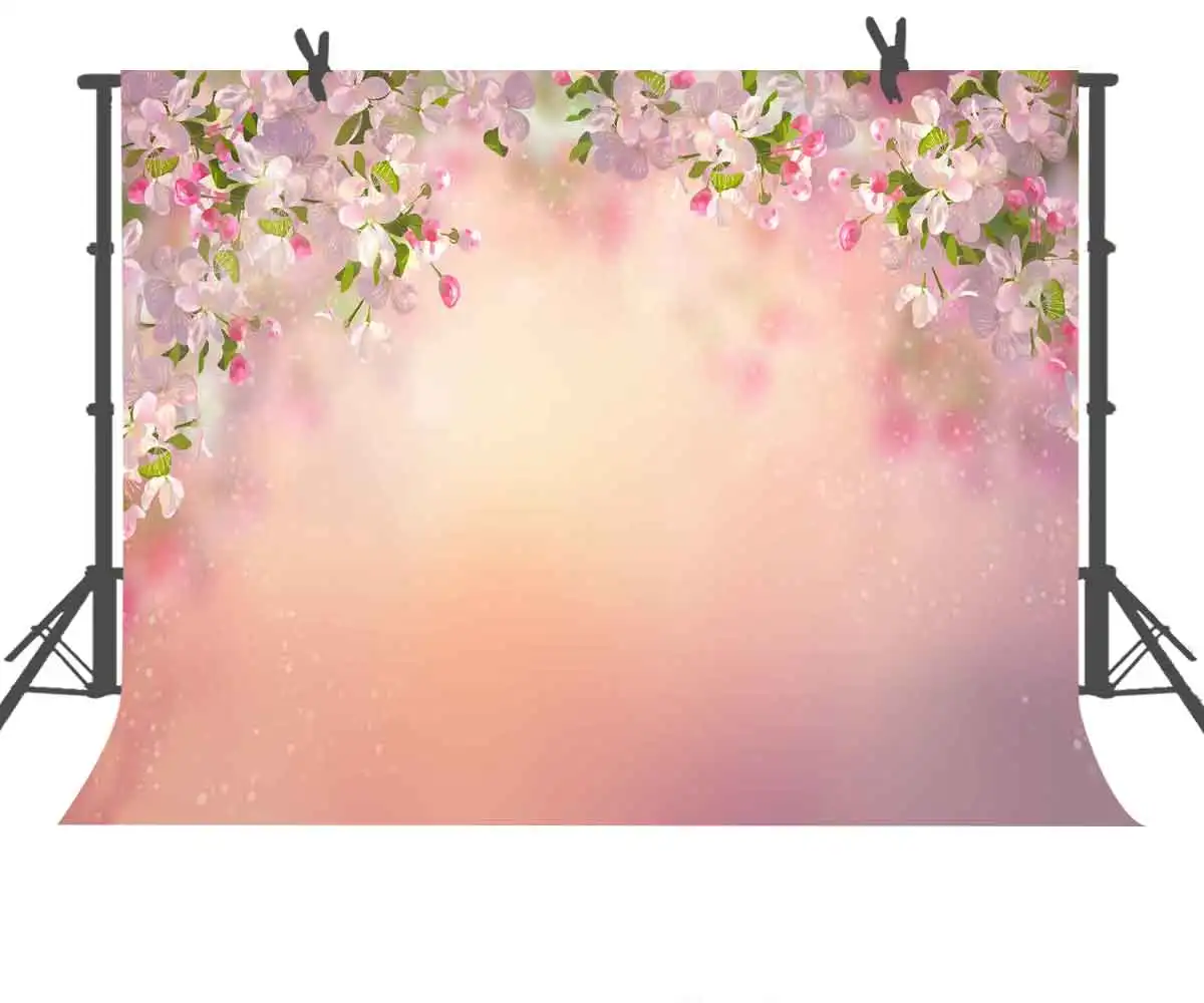 MTMETY Pink Flowers Wedding Wall Baby Photography Backgrounds Party Vinyl Floral Photographic Backdrops for Photo Studio - Color: as picture