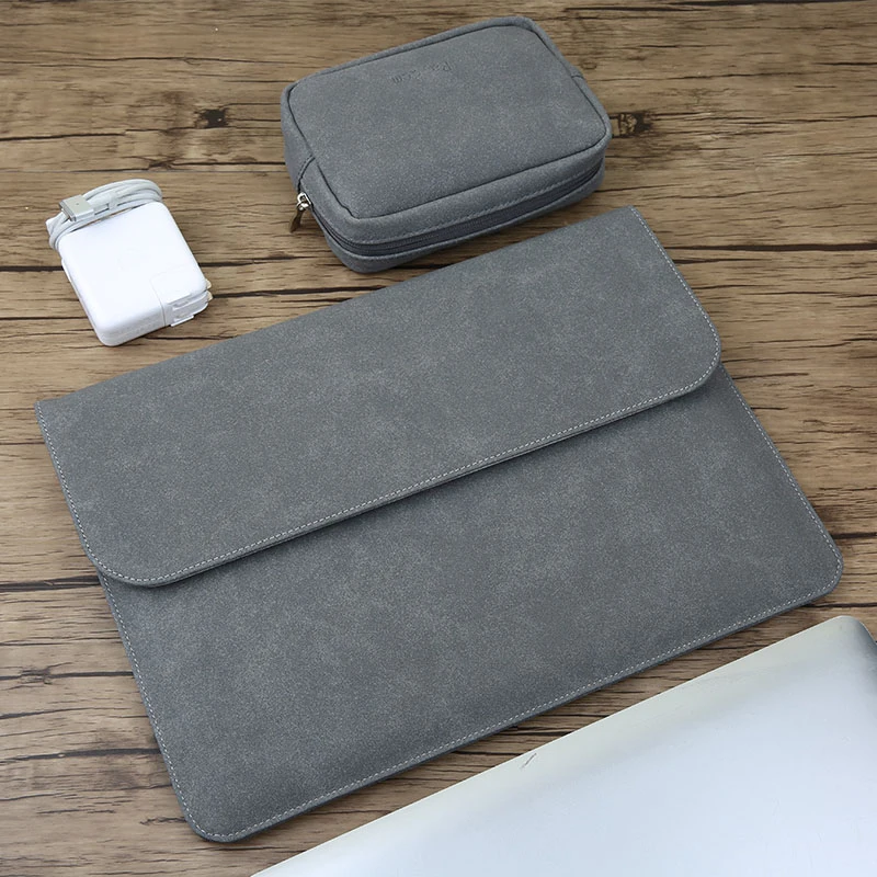 Matte Magnetic Buckle PU Laptop Sleeve Bag For Xiaomi Macbook Pro 13 Case Air 11 12 Retina 2018 New 15 Touch Bar Women Men Cover