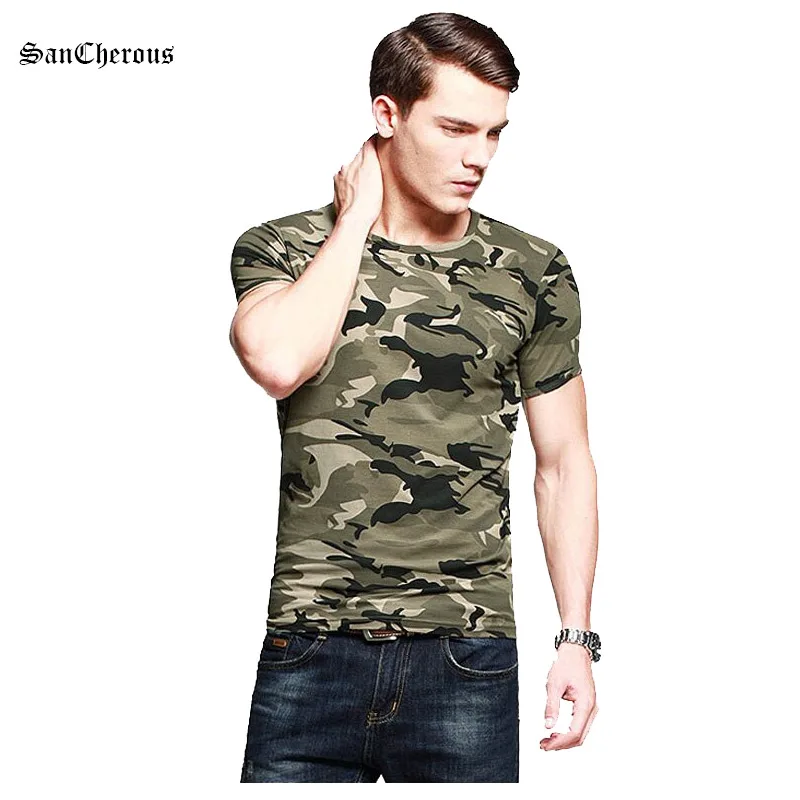 2017 Summer Mens Fashion Casual T Shirts Camouflage Clothing Green